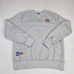 NFL Mens L Sweatshirt Fleece Crewneck Embroidered Football Pullover Gray Shirt